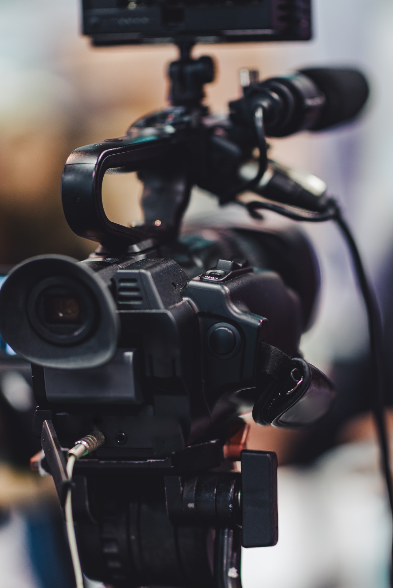 Camera at a media conference